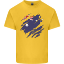 Torn Australia Flag Australian Day Football Kids T-Shirt Childrens Yellow