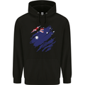 Torn Australia Flag Australian Day Football Mens 80% Cotton Hoodie Black