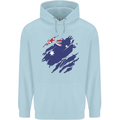 Torn Australia Flag Australian Day Football Mens 80% Cotton Hoodie Light Blue