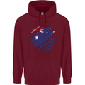 Torn Australia Flag Australian Day Football Mens 80% Cotton Hoodie Maroon
