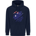 Torn Australia Flag Australian Day Football Mens 80% Cotton Hoodie Navy Blue