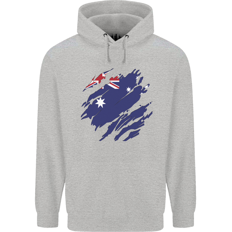 Torn Australia Flag Australian Day Football Mens 80% Cotton Hoodie Sports Grey