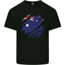 Torn Australia Flag Australian Day Football Mens Cotton T-Shirt Tee Top Black