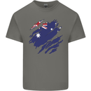 Torn Australia Flag Australian Day Football Mens Cotton T-Shirt Tee Top Charcoal