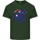 Torn Australia Flag Australian Day Football Mens Cotton T-Shirt Tee Top Forest Green