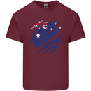 Torn Australia Flag Australian Day Football Mens Cotton T-Shirt Tee Top Maroon