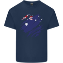 Torn Australia Flag Australian Day Football Mens Cotton T-Shirt Tee Top Navy Blue
