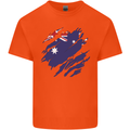 Torn Australia Flag Australian Day Football Mens Cotton T-Shirt Tee Top Orange