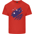 Torn Australia Flag Australian Day Football Mens Cotton T-Shirt Tee Top Red