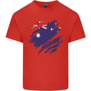 Torn Australia Flag Australian Day Football Mens Cotton T-Shirt Tee Top Red