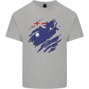 Torn Australia Flag Australian Day Football Mens Cotton T-Shirt Tee Top Sports Grey