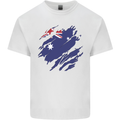 Torn Australia Flag Australian Day Football Mens Cotton T-Shirt Tee Top White