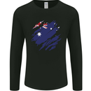 Torn Australia Flag Australian Day Football Mens Long Sleeve T-Shirt Black