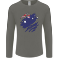 Torn Australia Flag Australian Day Football Mens Long Sleeve T-Shirt Charcoal