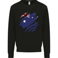 Torn Australia Flag Australian Day Football Mens Sweatshirt Jumper Black