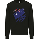 Torn Australia Flag Australian Day Football Mens Sweatshirt Jumper Black