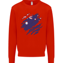 Torn Australia Flag Australian Day Football Mens Sweatshirt Jumper Bright Red