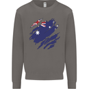 Torn Australia Flag Australian Day Football Mens Sweatshirt Jumper Charcoal