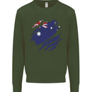 Torn Australia Flag Australian Day Football Mens Sweatshirt Jumper Forest Green