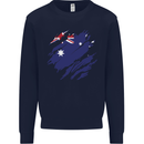 Torn Australia Flag Australian Day Football Mens Sweatshirt Jumper Navy Blue