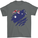 Torn Australia Flag Australian Day Football Mens T-Shirt 100% Cotton Charcoal