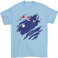 Torn Australia Flag Australian Day Football Mens T-Shirt 100% Cotton Light Blue