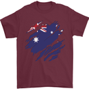 Torn Australia Flag Australian Day Football Mens T-Shirt 100% Cotton Maroon