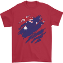 Torn Australia Flag Australian Day Football Mens T-Shirt 100% Cotton Red