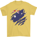 Torn Australia Flag Australian Day Football Mens T-Shirt 100% Cotton Yellow
