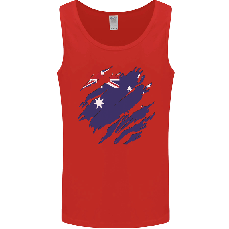 Torn Australia Flag Australian Day Football Mens Vest Tank Top Red