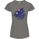 Torn Australia Flag Australian Day Football Womens Petite Cut T-Shirt Charcoal