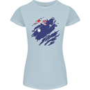 Torn Australia Flag Australian Day Football Womens Petite Cut T-Shirt Light Blue