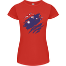 Torn Australia Flag Australian Day Football Womens Petite Cut T-Shirt Red