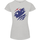 Torn Australia Flag Australian Day Football Womens Petite Cut T-Shirt Sports Grey
