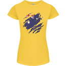 Torn Australia Flag Australian Day Football Womens Petite Cut T-Shirt Yellow