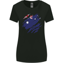 Torn Australia Flag Australian Day Football Womens Wider Cut T-Shirt Black