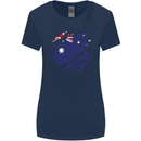 Torn Australia Flag Australian Day Football Womens Wider Cut T-Shirt Navy Blue