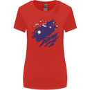 Torn Australia Flag Australian Day Football Womens Wider Cut T-Shirt Red