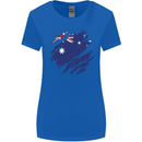 Torn Australia Flag Australian Day Football Womens Wider Cut T-Shirt Royal Blue