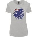 Torn Australia Flag Australian Day Football Womens Wider Cut T-Shirt Sports Grey