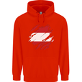 Torn Austria Flag Austrian Day Football Childrens Kids Hoodie Bright Red