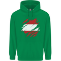 Torn Austria Flag Austrian Day Football Childrens Kids Hoodie Irish Green