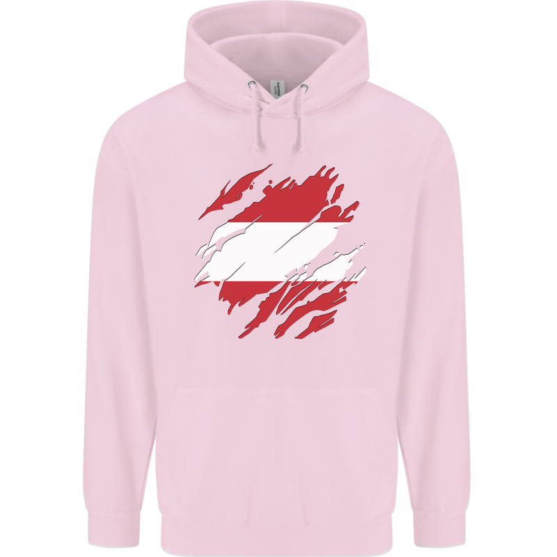 Torn Austria Flag Austrian Day Football Childrens Kids Hoodie Light Pink