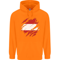 Torn Austria Flag Austrian Day Football Childrens Kids Hoodie Orange