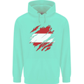 Torn Austria Flag Austrian Day Football Childrens Kids Hoodie Peppermint