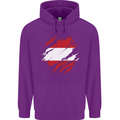 Torn Austria Flag Austrian Day Football Childrens Kids Hoodie Purple