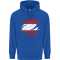 Torn Austria Flag Austrian Day Football Childrens Kids Hoodie Royal Blue