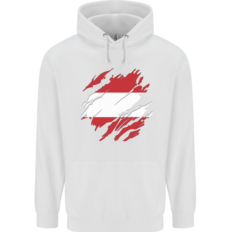 Torn Austria Flag Austrian Day Football Childrens Kids Hoodie White