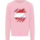 Torn Austria Flag Austrian Day Football Kids Sweatshirt Jumper Light Pink
