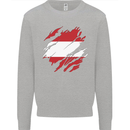 Torn Austria Flag Austrian Day Football Kids Sweatshirt Jumper Sports Grey